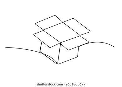 Simple carton box outline in continuous one line minimalist style for isolated illustration