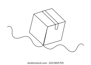 Simples caixa de caixa de contorno em uma linha contínua estilo minimalista para ilustração isolada