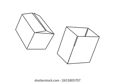 Simple carton box outline in continuous one line minimalist style for isolated illustration