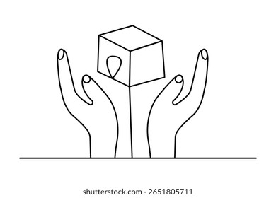 Simple carton box outline in continuous one line minimalist style for isolated illustration