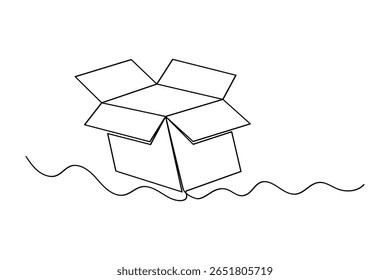 Simples caixa de caixa de contorno em uma linha contínua estilo minimalista para ilustração isolada