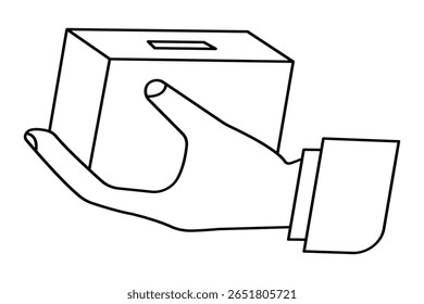 Simple carton box outline in continuous one line minimalist style for isolated illustration