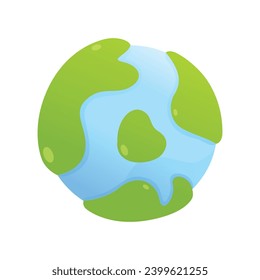 Simple Cartoon 3d Earth Icon, Vector 3d Icon, Globe, Planet, Eco