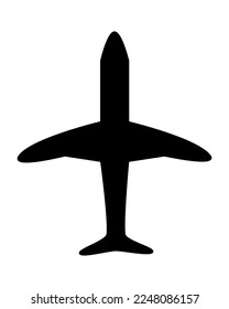 Simple Cartoon Airplane Outline Silhouette