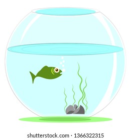 Simple cartoon aquarium fish vector illustration on white background
