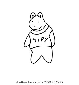 Simple cartoon art about cute animal with its cloth.