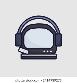 Simple Cartoon Astronaut Helmet Vector Illustration