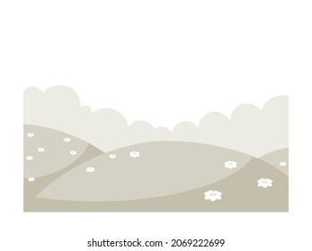 Simple cartoon background - meadow with flowers. Flat vector illustration.