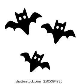 Simple cartoon bat Halloween illustration silhouette 