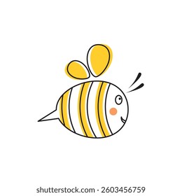 Simple cartoon bee with yellow wings.
