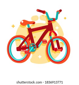 Simple cartoon bicycle. Concept icon for a bike shop or application. Flat style, vector illustration. Isolated on white background.