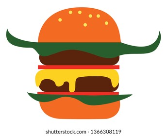 Simple cartoon big burger vector illustration on white background