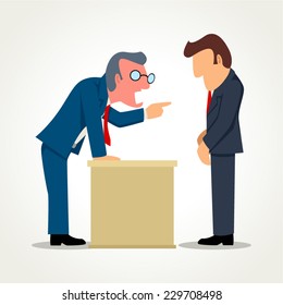 Simple cartoon of a boss angry with his subordinate