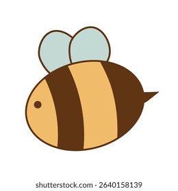 Simple cartoon bumblebee illustration in soft pastel colors with rounded shape and wings