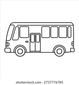 Simple Cartoon Bus Outline Drawing for Kids and Coloring Pages