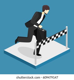 Simple cartoon of a businessman running