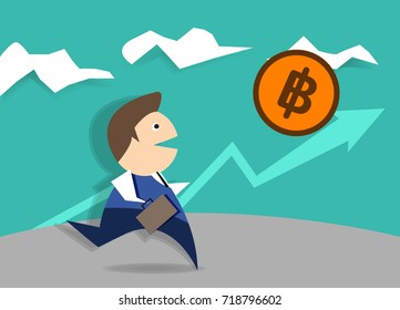 Simple cartoon of a businessman running.
