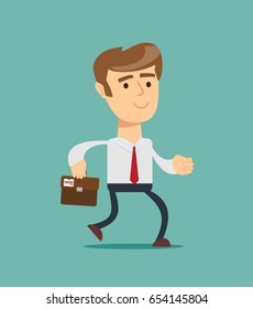 Simple cartoon of a businessman running. Stock vector illustration for poster, greeting card, website, ad, business presentation, advertisement design.