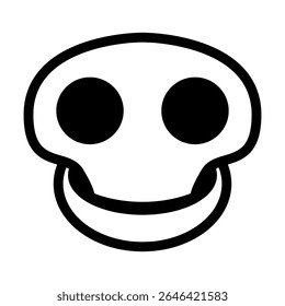 simple cartoon caricature skull, black and white vector tattoo illustration, isolated on white background