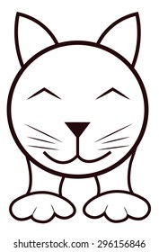 Simple cartoon cat with a pleased muzzle. Vector illustration