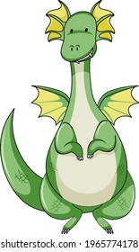 Simple cartoon character of green dragon isolated illustration