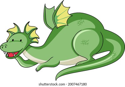 Simple cartoon character of green dragon isolated illustration