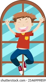 Simple cartoon character of happy man illustration