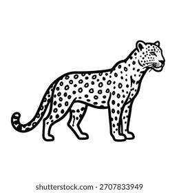 Simple guepardo de dibujos animados en estilo de línea audaz. Adecuado para amplias aplicaciones creativas y contenido visual