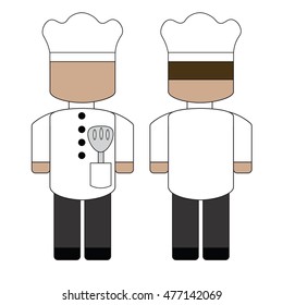 Simple cartoon chef with a spatula for turning food.
