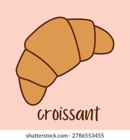 Simple Cartoon Croissant Bakery Icon Illustration Editable Stroke
