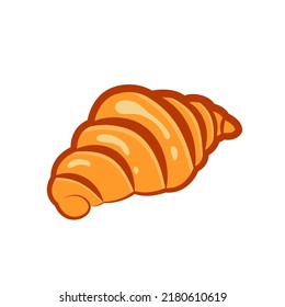 Simple cartoon croissant drawing. Appetizing pastry, bun, bread. Color art. Isolated vector illustration. Croissant icon for web design, templates, infographics, bakery shop or food design.