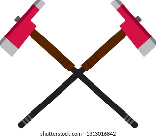Simple Cartoon Crossed Firemans Axes

