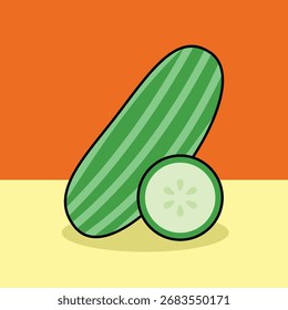 Ilustración simple del pepino de la historieta aislada