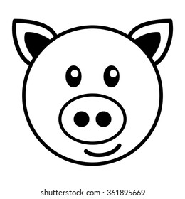 Simple cartoon of a cute pig