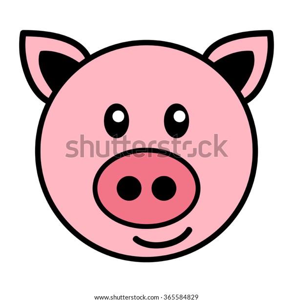 Simple Cartoon Cute Pig Stock Vector (Royalty Free) 365584829