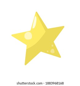 Simple cartoon cute star isolated on white background. Vector illustration.