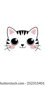 A simple cartoon depiction of a cat's face with big eyes and pink cheeks. wallpaper