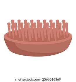 Simple cartoon drawing of a brown oval hairbrush lying horizontally with plastic bristles, isolated on a white background