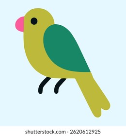 Simple cartoon drawing of a yellow green bird. vector