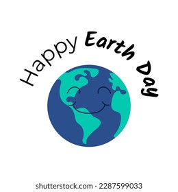  Simple cartoon Eaarth. Happy Earth Day, saving the planet illustration. Vector
