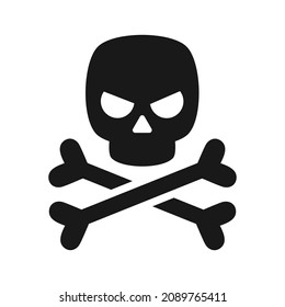 Simple cartoon evil skull with crossbones vector illustration