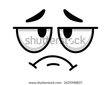 Simple cartoon face expressing disappointment with a sad, downturned mouth and droopy eyes, effectively capturing negative emotions in a playful, lighthearted manner