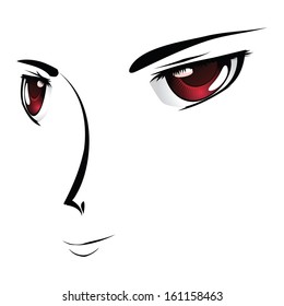 Simple Cartoon Face Red Eyes Anime Stock Vector (Royalty Free) 161158463