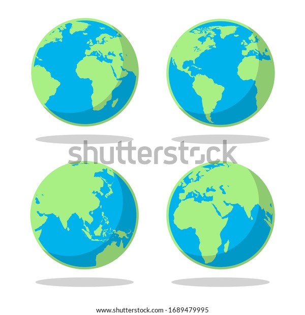 Simple Cartoon Flat Earth Planet Symbols Stock Vector (Royalty Free ...