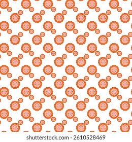 Simple Cartoon Flowers Seamless Vector Pattern Design