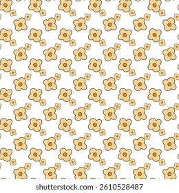 Simple Cartoon Flowers Seamless Vector Pattern Design