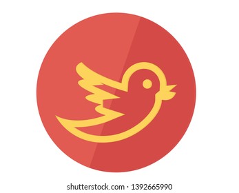 Simple cartoon flying bird logo. line icon, vector illustration
