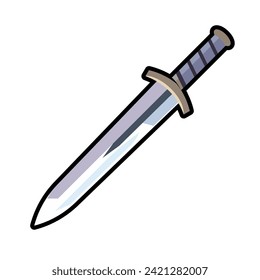 Simple cartoon game sword, sword icon vector illustration.