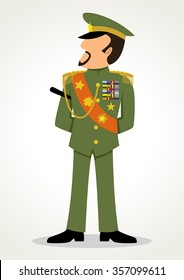 Simple cartoon of a general. Military, leadership, dictator theme