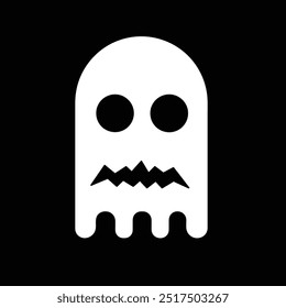 Simple Cartoon Ghost Vector Black and White colors 